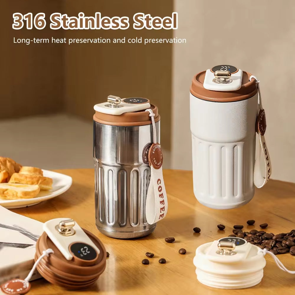 Termo inteligente de acero inoxidable 316 con pantalla LED de temperatura, taza de café, termo portátil, termos