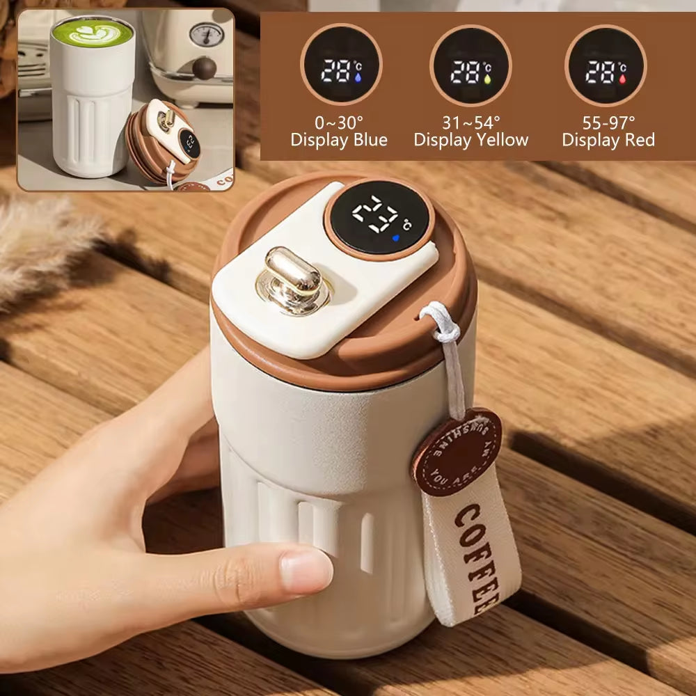 Termo inteligente de acero inoxidable 316 con pantalla LED de temperatura, taza de café, termo portátil, termos