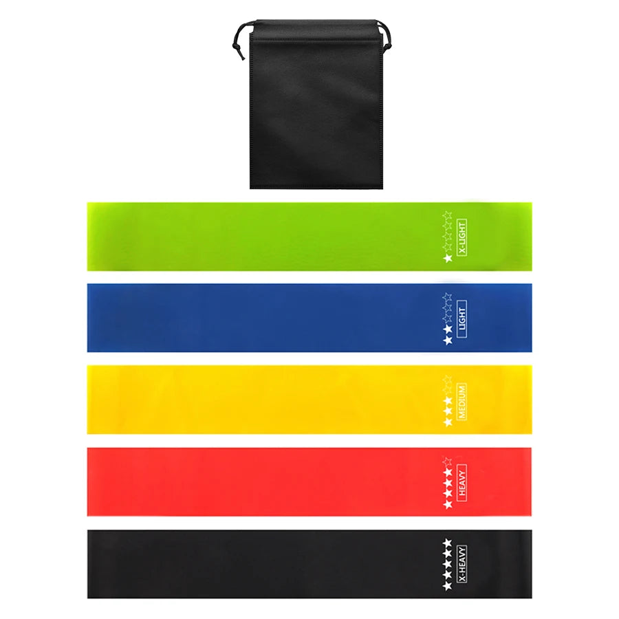 Bandas de resistencia de 5 niveles diferentes para yoga, deporte, ejercicio, fitness, entrenamiento, pilates, hogar, accesorios de gimnasio.